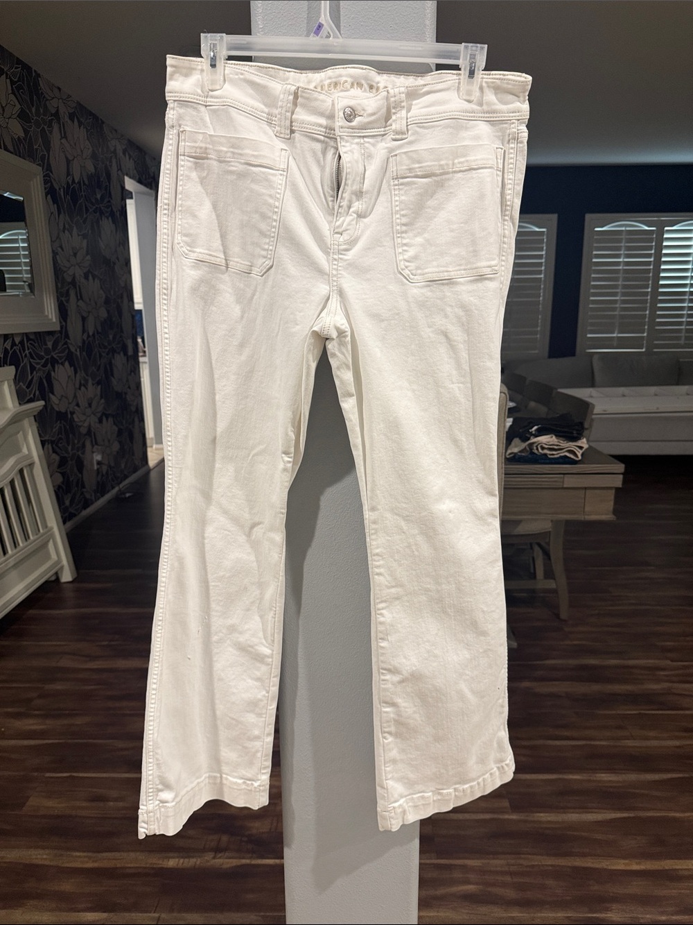 American Eagle Outfitters White Flare Wide-Leg Jeans